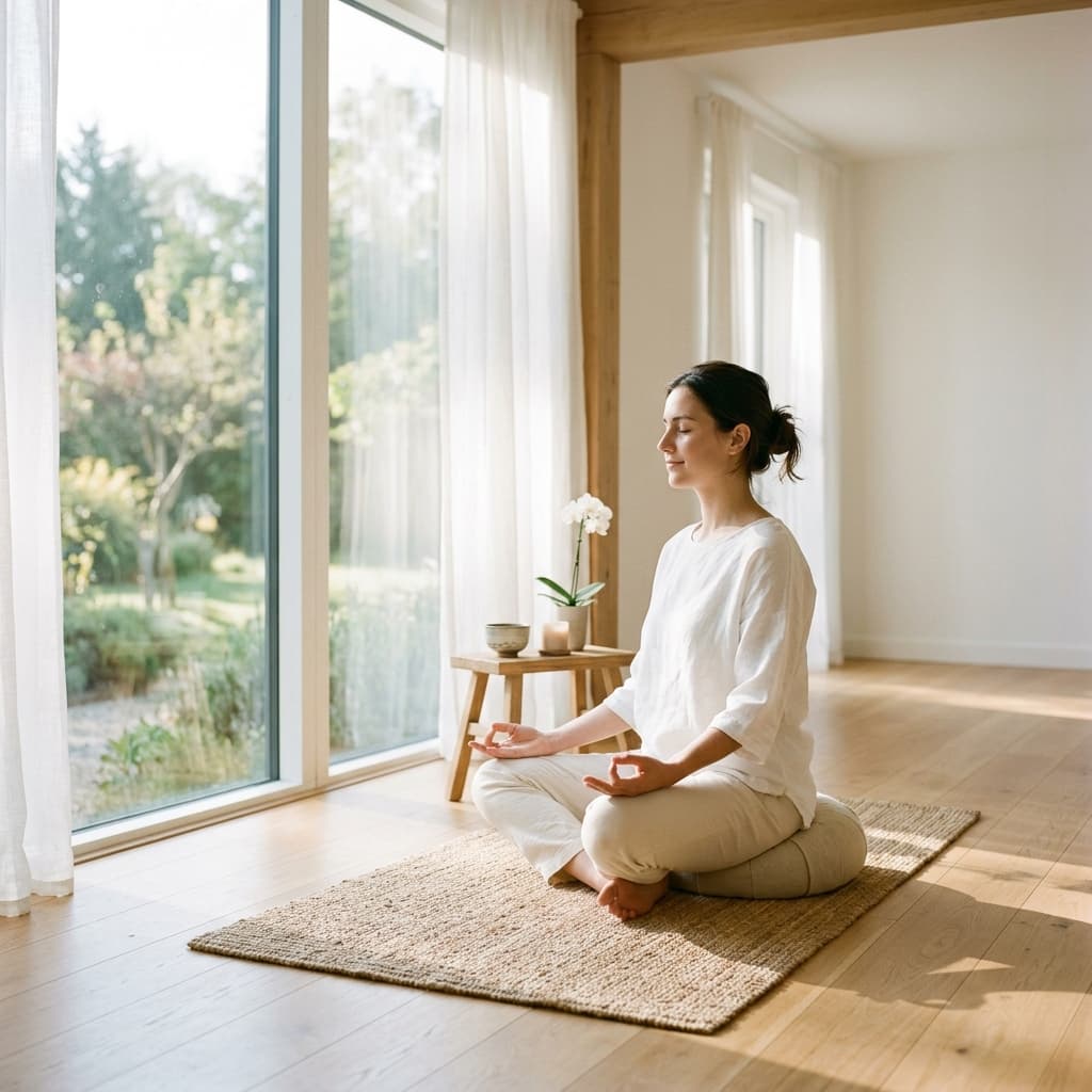 Meditazione guidata e pranayama in ambiente luminoso